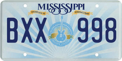 MS license plate BXX998