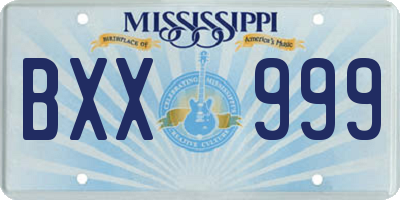 MS license plate BXX999