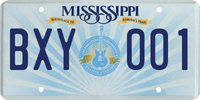 MS license plate BXY001