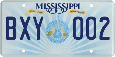 MS license plate BXY002