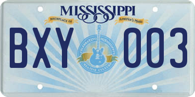 MS license plate BXY003