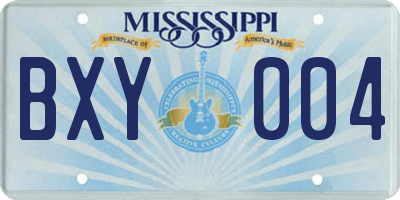 MS license plate BXY004