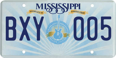 MS license plate BXY005