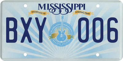MS license plate BXY006