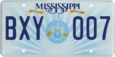 MS license plate BXY007