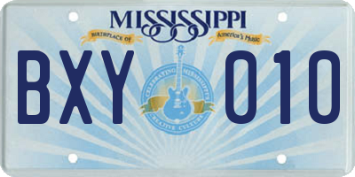 MS license plate BXY010