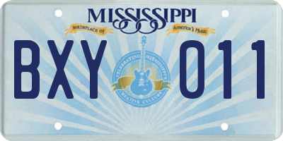 MS license plate BXY011