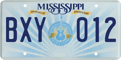 MS license plate BXY012