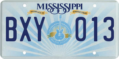 MS license plate BXY013