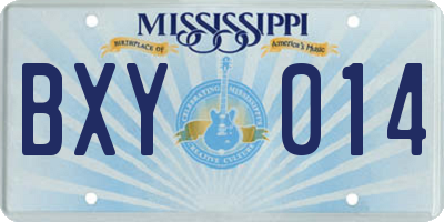 MS license plate BXY014