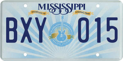 MS license plate BXY015