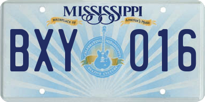 MS license plate BXY016