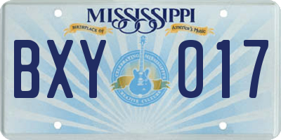 MS license plate BXY017