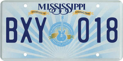 MS license plate BXY018