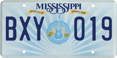 MS license plate BXY019