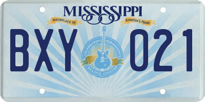 MS license plate BXY021
