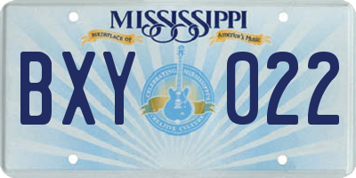 MS license plate BXY022