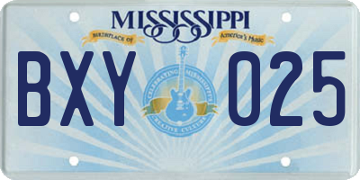 MS license plate BXY025