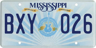 MS license plate BXY026