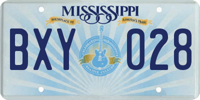MS license plate BXY028