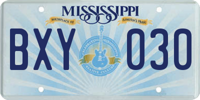 MS license plate BXY030