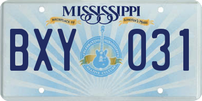 MS license plate BXY031