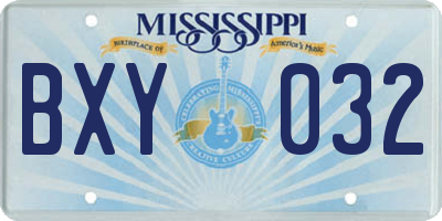 MS license plate BXY032