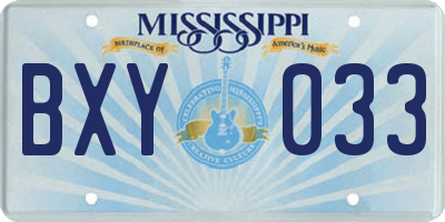 MS license plate BXY033