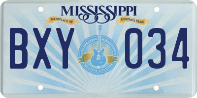 MS license plate BXY034
