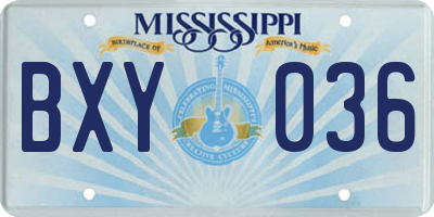 MS license plate BXY036
