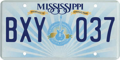 MS license plate BXY037