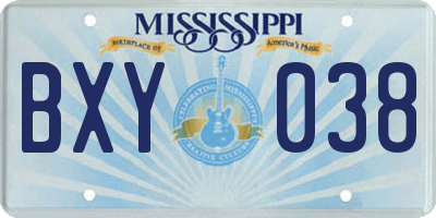 MS license plate BXY038