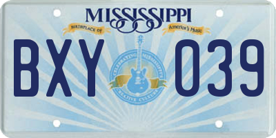 MS license plate BXY039