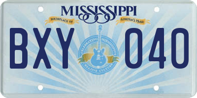 MS license plate BXY040