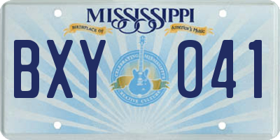 MS license plate BXY041
