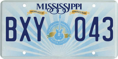 MS license plate BXY043