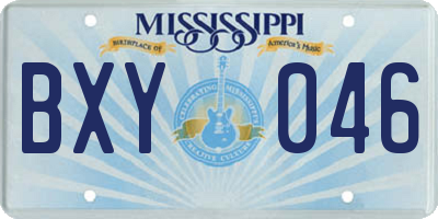 MS license plate BXY046