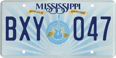 MS license plate BXY047