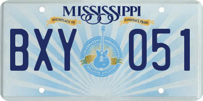 MS license plate BXY051