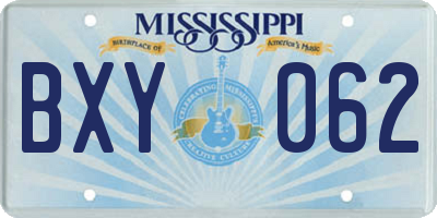 MS license plate BXY062