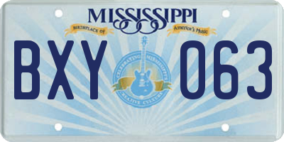 MS license plate BXY063