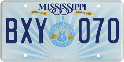 MS license plate BXY070