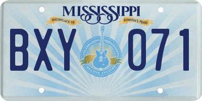 MS license plate BXY071