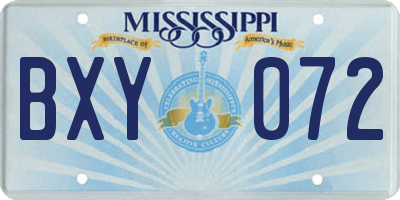 MS license plate BXY072