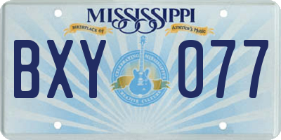 MS license plate BXY077