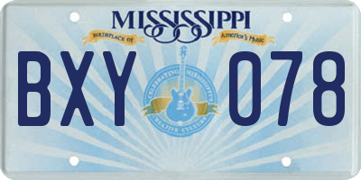 MS license plate BXY078