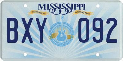 MS license plate BXY092