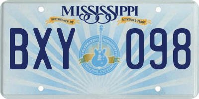 MS license plate BXY098
