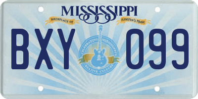 MS license plate BXY099