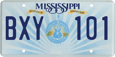 MS license plate BXY101